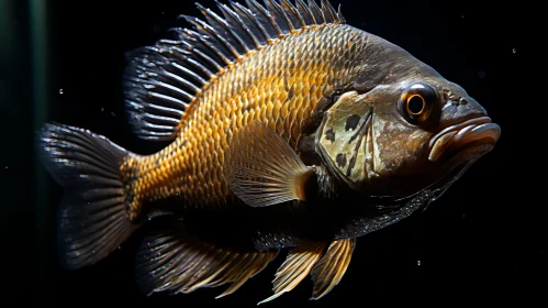 Elegant Black and Gold Fish - A Vision in Dark Amber