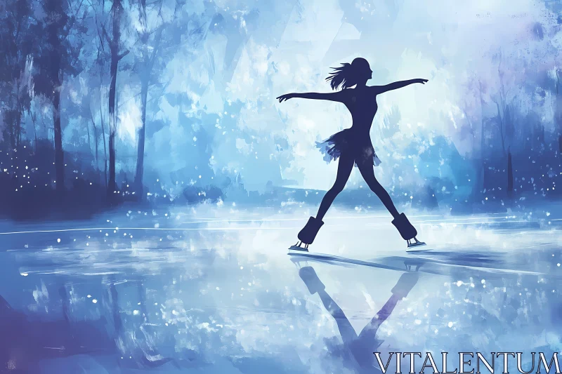 AI ART Graceful Figure Skater Silhouette - Winter Art AI Generated Picture