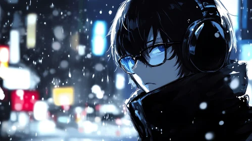 Urban Snowfall with Anime Persona