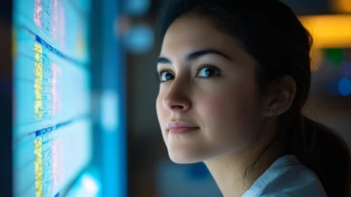 Woman's Portrait with Data Screen