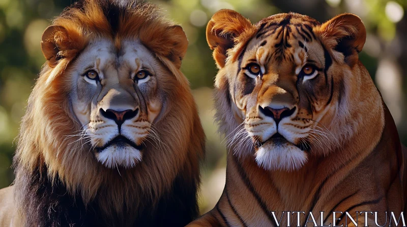 AI ART Majestic Feline Faces: Lion and Tiger