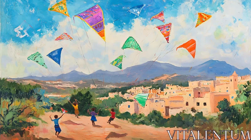 AI ART Kites over Village