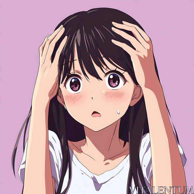 Anime Girl Showing Shocked Expression AI Image