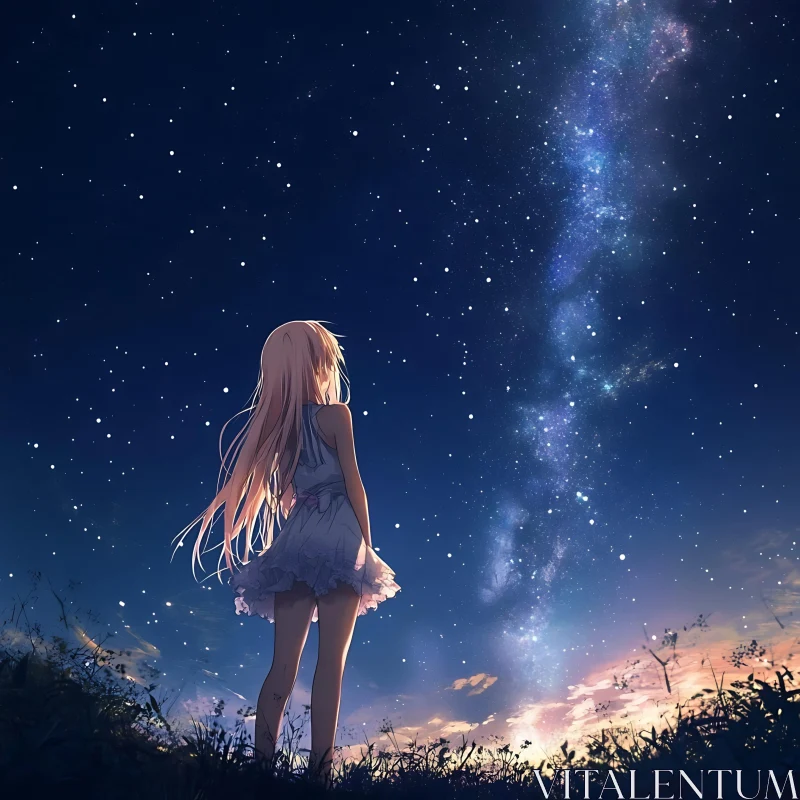 AI ART Starry Sky Anime Scene