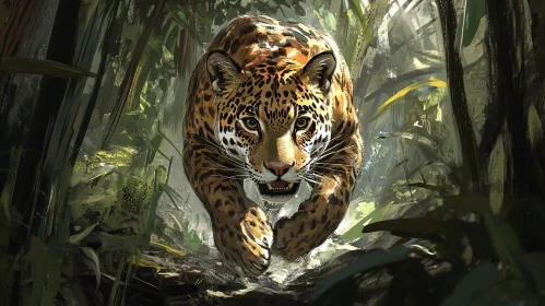 Wild Jaguar in the Forest