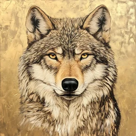 Golden Gaze: A Wolf's Intense Portrait