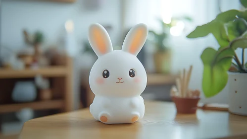 Luminous Bunny on Wooden Table