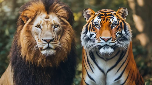 Portrait of a Lion and Tiger