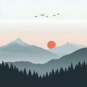 Tranquil Mountain Landscape at Dusk