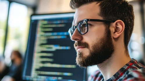 Man Coding with Glasses