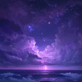 Purple Night Over the Sea