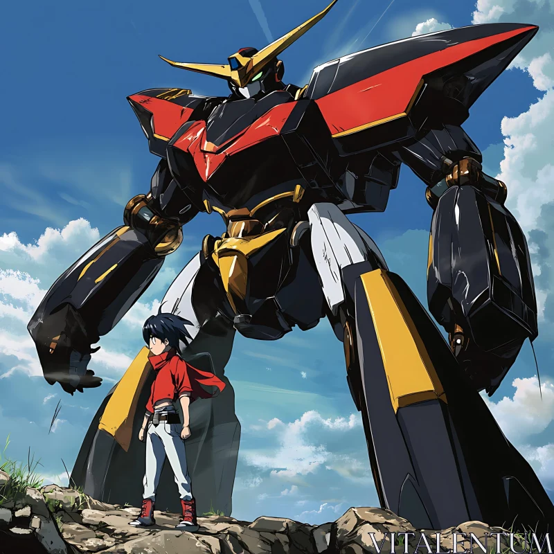 Hero and Mecha Robot Anime Artwork AI Image