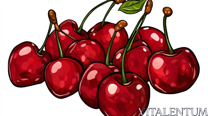 Sweet Cherry Delight on White AI Image