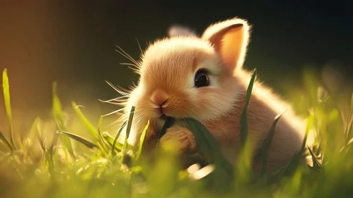 Little Rabbit Eating Grass