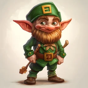 Whimsical Leprechaun Character in Green Outfit