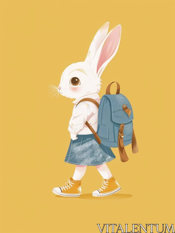 Bunny's First Day of School Artwork AI Image