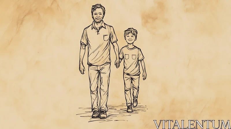 AI ART Hand-Drawn Image of Father and Son