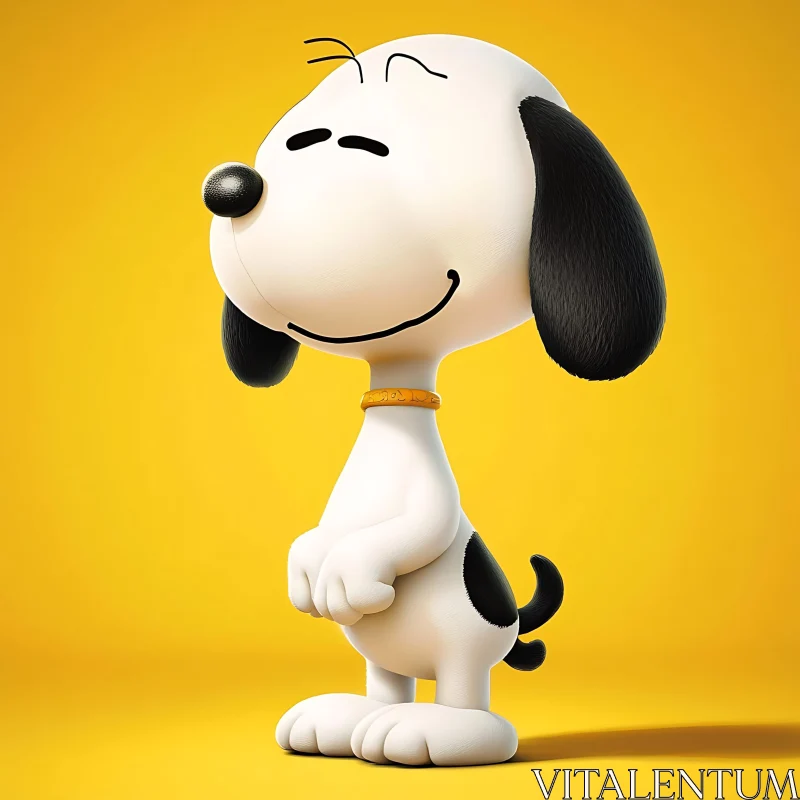 Happy Cartoon Dog with Black Ears AI Image