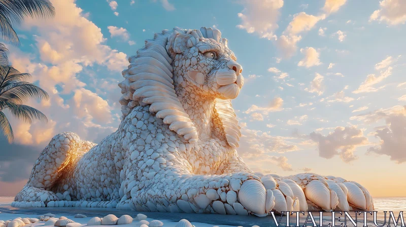 AI ART Beach Lion Statue