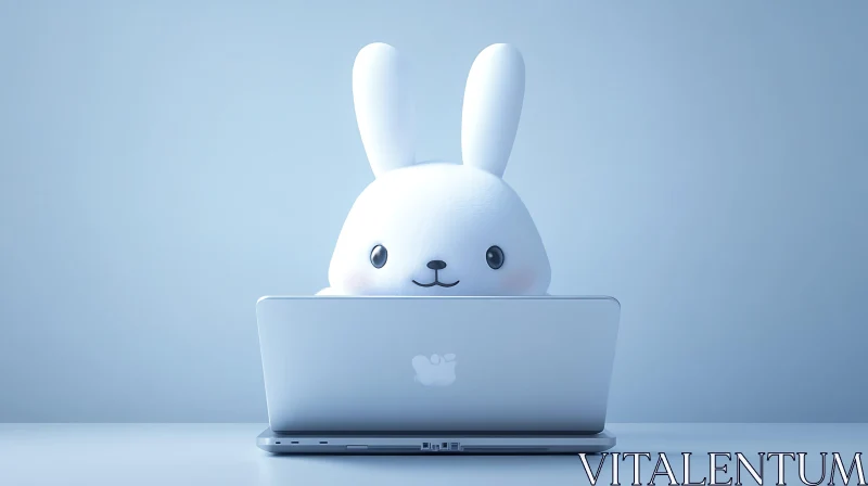 White Rabbit and Laptop Computer AI Image