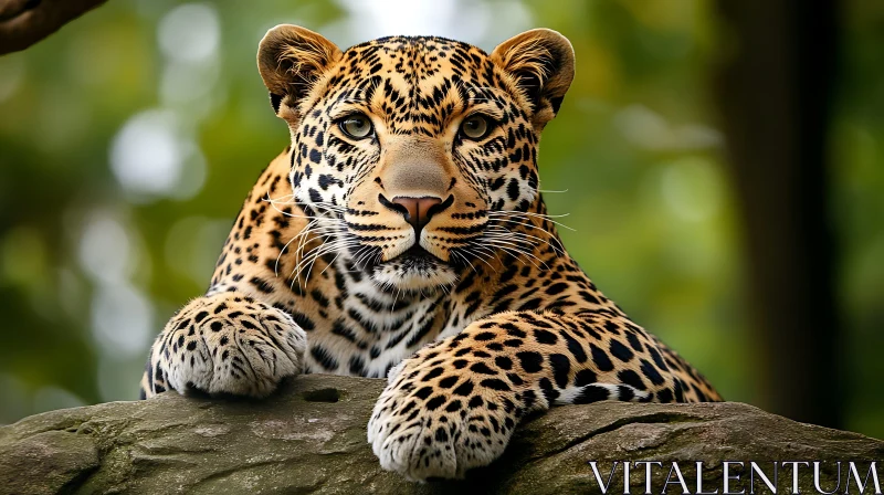 Resting Leopard on a Rock AI Image