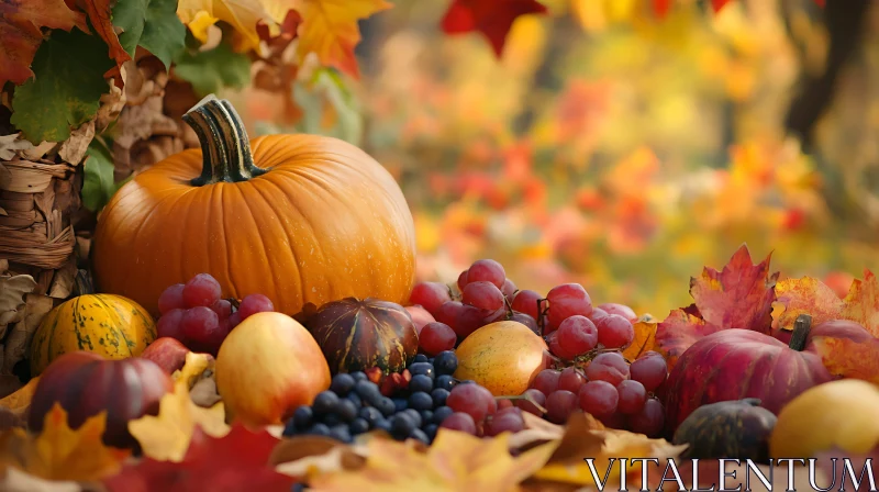 Fall Bounty Still Life with Pumpkin AI Image