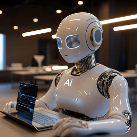 Futuristic Robot Using Laptop