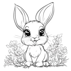 Whimsical Bunny and Floral Sketch