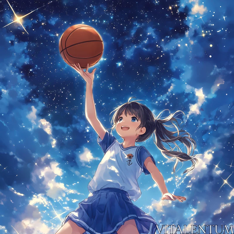 AI ART Night Sky Basketball Dream