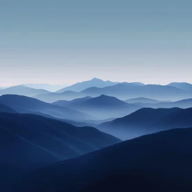 Misty Blue Mountain Range Landscape