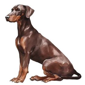 Brown Dog Watercolor Illustration