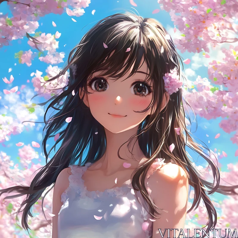 Springtime Anime Portrait AI Image