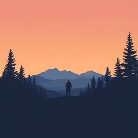 Silhouette at Mountain Sunset