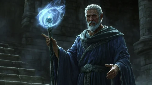 Mystical Wizard with Glowing Staff