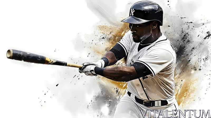 AI ART Dynamic Baseball Player in Action - Digital Art  AI Generated Image