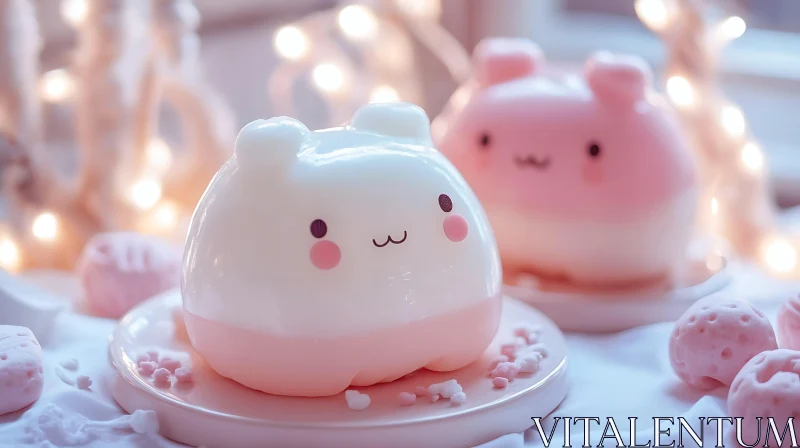 Pastel Kawaii Figures Still Life AI Image