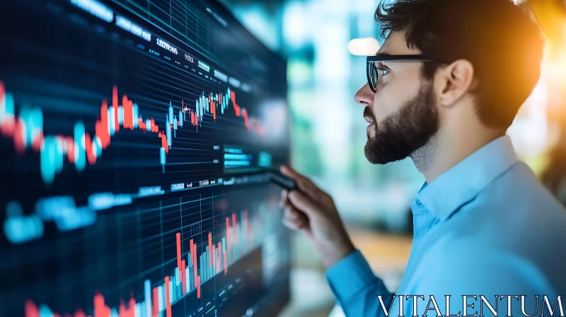 Financial Analyst Examining Market Data AI Image