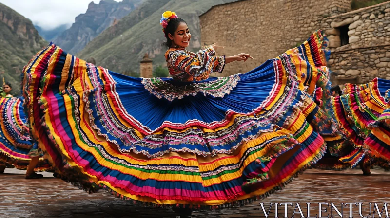 Woman Dancing in Traditional Dress AI Image