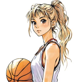 Anime Sports Girl with Basketball