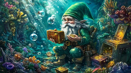 Submerged Gnome with Treasure Chest