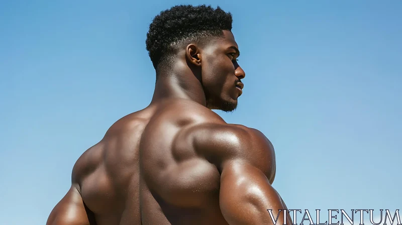 Athletic Man Back View in Sunlight AI Image