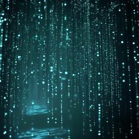 Cascading Teal Lights Digital Artwork