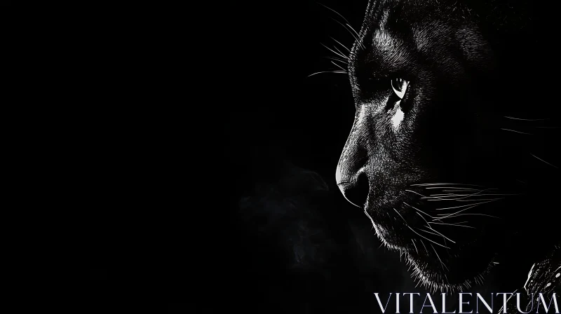 Monochrome Black Panther Profile Art AI Image