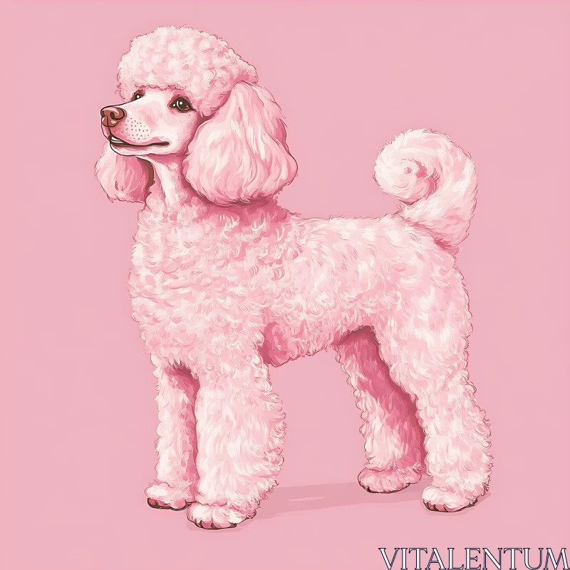 Artistic Rendering of a Pink Poodle AI Image