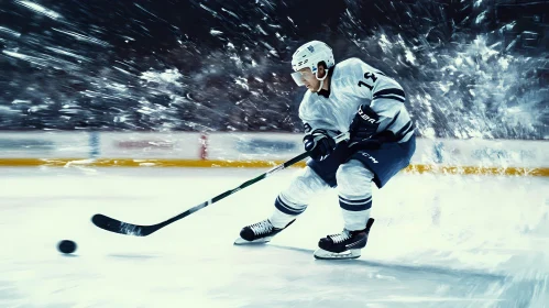 Hockey Player in Action on Ice