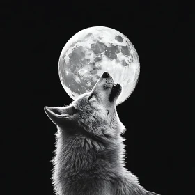 Monochrome Wolf Portrait under Moonlight