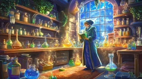 Magical Study of a Wizard in the Potion Room