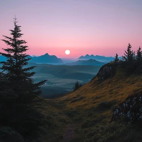 Mountain Landscape at Sunset