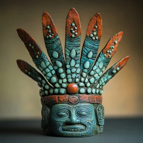 Turquoise Aztec Face Sculpture