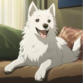 Happy Animated Dog Resting Indoors